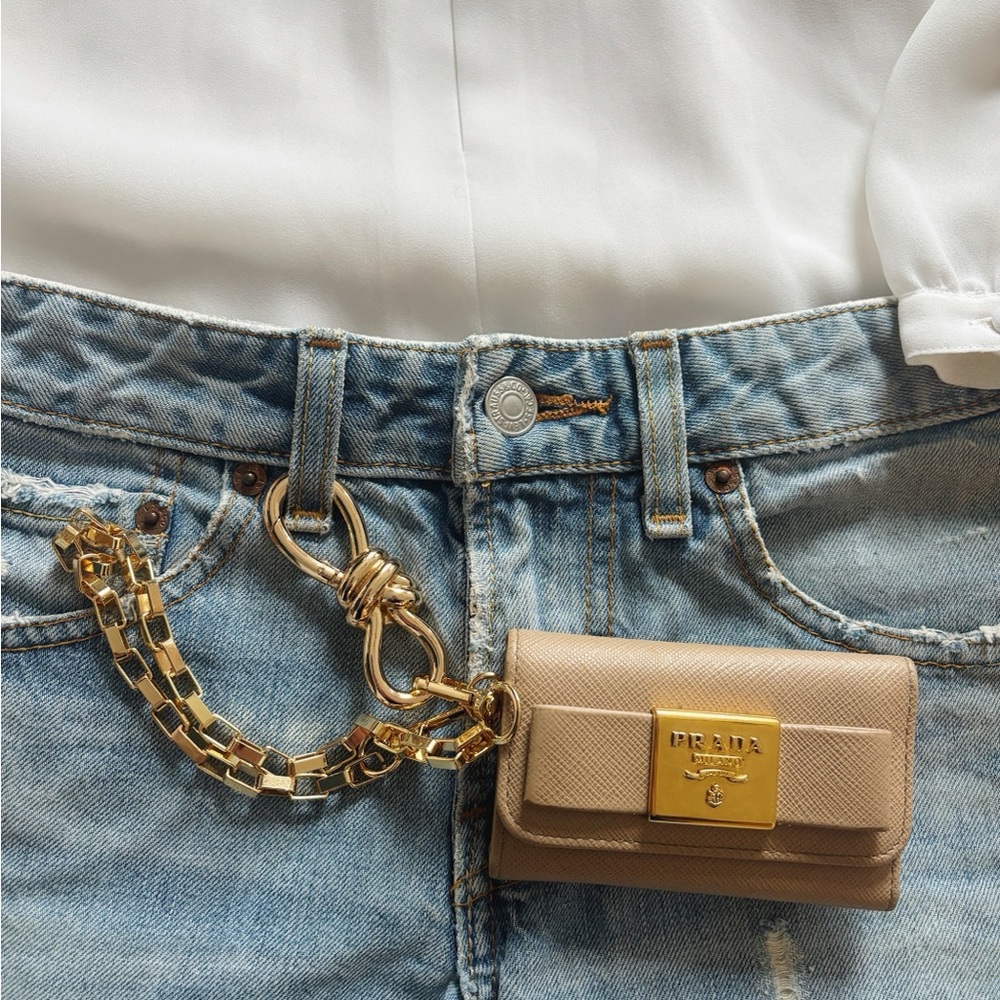 Prada Beige Key - cards Holder with bow Y2K